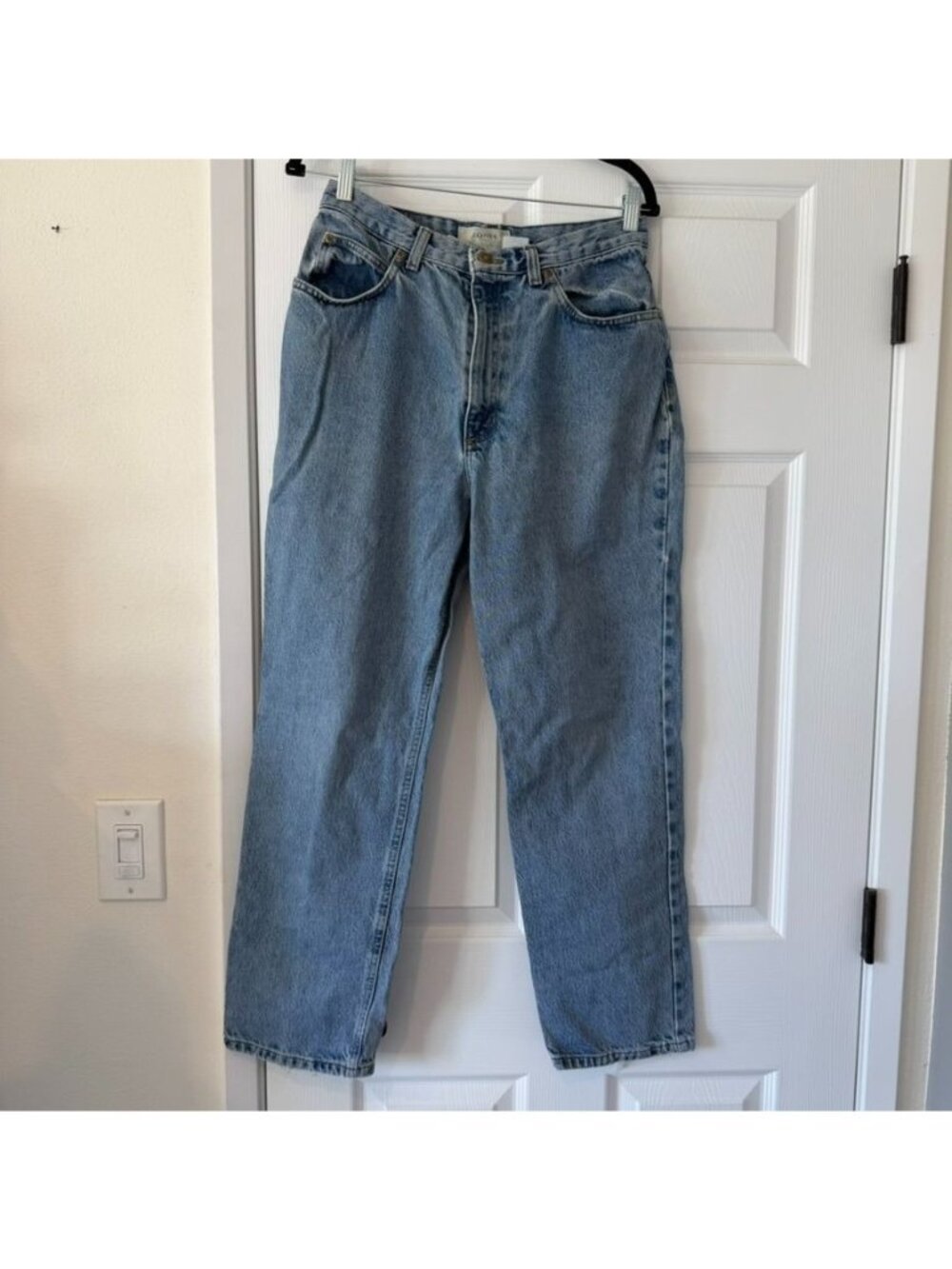 90s Vintage Jones Sport Cotton High Waist Blue Denim Straight Leg Jeans Size 12